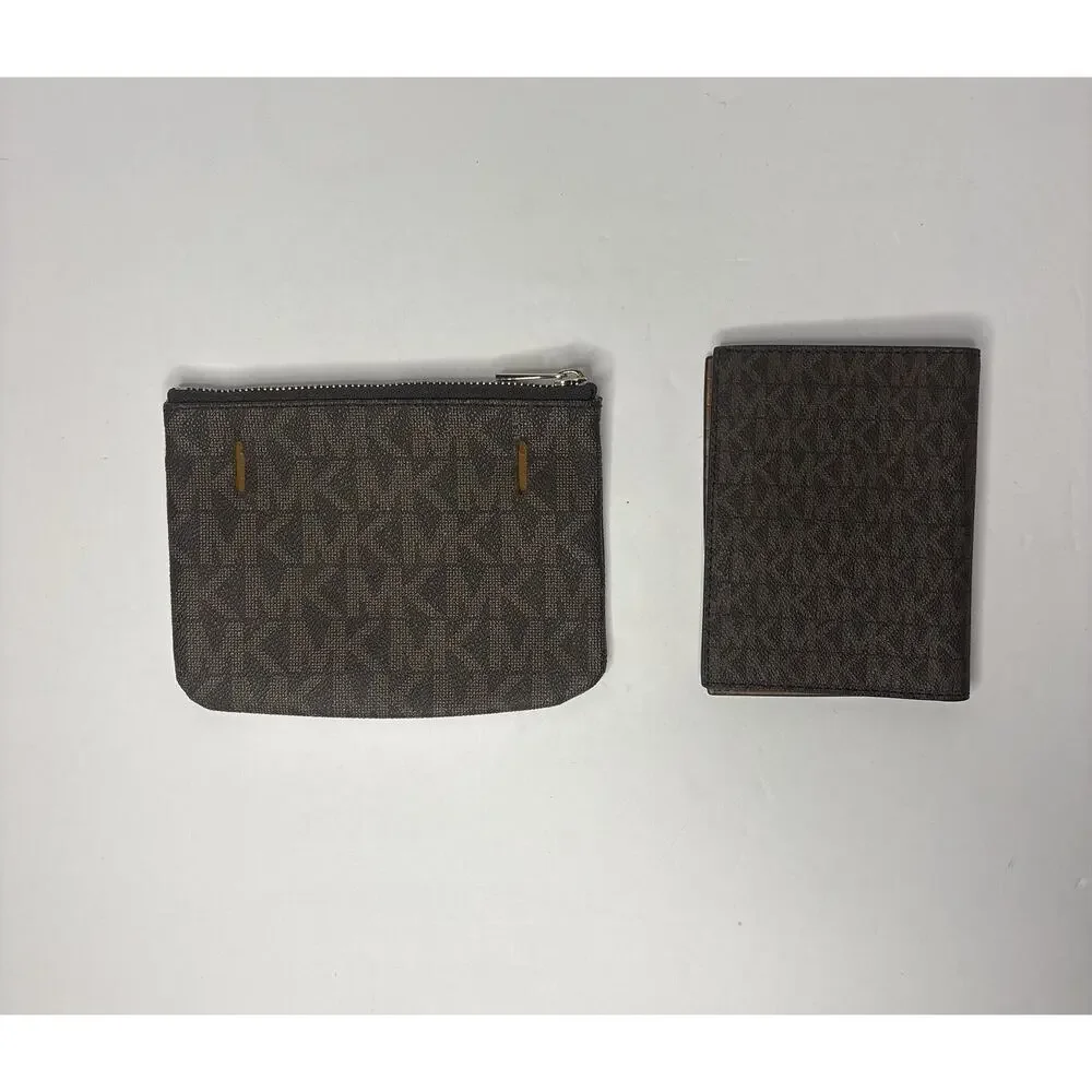 Michael Kors Jet Set Travel Logo Belt Bag Pouch and Passport Wallet